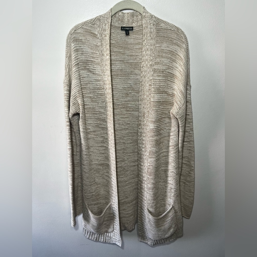 Express cream and tan, long cardigan. Size M